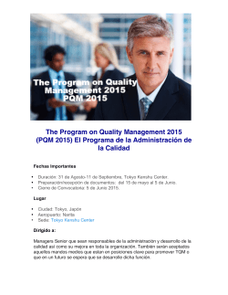 (PQM 2015) El Programa de la Administración de la Calidad