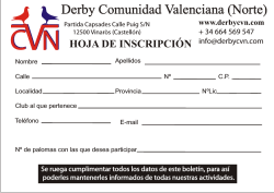Inscripción - Derby Comunidad Valenciana (Norte)