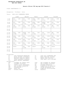 Horarios de grupos - Universidad Tecnol&oacute;gica de San Luis Potos&iacute;