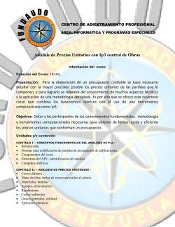 Análisis de Precios Unitarios con Ip3 control de Obras