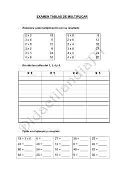 EXAMEN TABLAS DE MULTIPLICAR 2 x 3 18 3 x 8 8 3 x 6 9 2 x 6