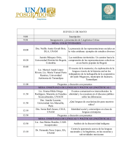 JUEVES 21 DE MAYO 9:00 Inscripci&oacute;n 9:30