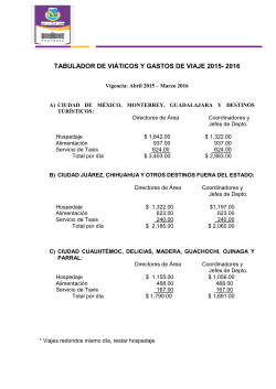 tabulador de viáticos y gastos de viaje 2015- 2016