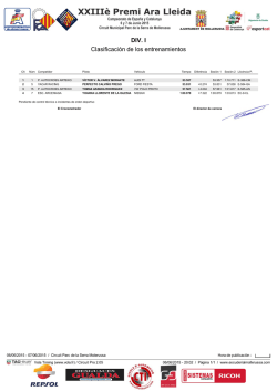 DIV. I Clasificaci&oacute;n de los entrenamientos