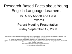 Research-Based Facts about Young English Language