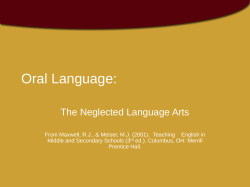 Oral Language: - Appalachian State University