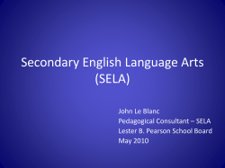 Secondary English Language Arts (SELA)