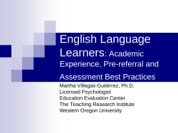 English Language Learners: Pre