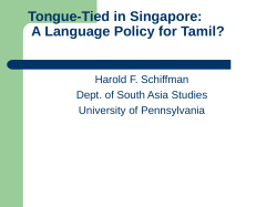 Tongue-Tied in Singapore: A Language Policy for