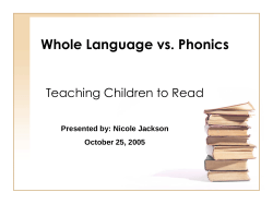 Whole Language vs. Phonics