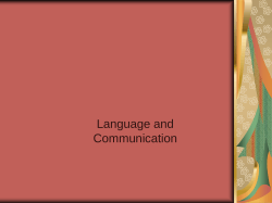 Chapter 15, Language and Communication