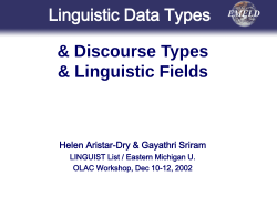 Linguistic Data Types - Open Language Archives