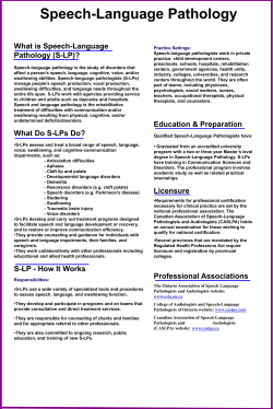 Speech- Language Pathology