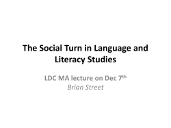 The Social Turn in Language and literacy Studies