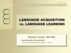 Language Acquisition vs. Language Learning