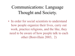 Language, Culture and Communication: Introduction