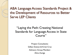 State & National Language Access Standards Update