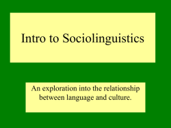Intro to Sociolinguistics