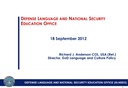 DEFENSE LANGUAGE AND NATIONAL SECURITY EDUCATION