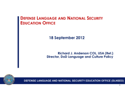 DEFENSE LANGUAGE AND NATIONAL SECURITY EDUCATION