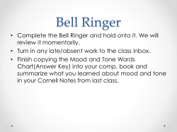 Bell Ringer - Ms. Barker`s 6th & 7th Grade ELA