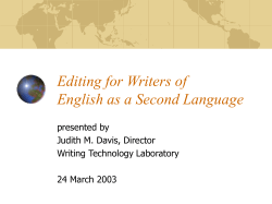 Working with Writers of English as a Second