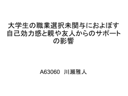 大学生の職業選択未関与におよぼす自己効力感と親や友