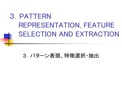 3．PATTERN REPRESENTATION, FEATURE SELECTION AND