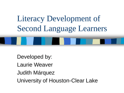 Literacy Development of Second Language Learners -