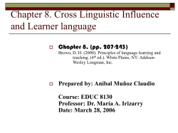 Chapter 8 Cross Linguistic Influence and Learner