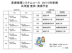 資源循環システムコース 2009 年前期 共用室