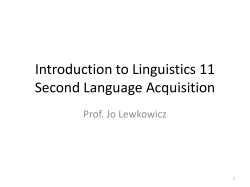 Introduction to Linguistics 7 Second Language