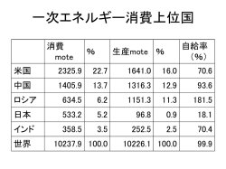 一次エネルギー消費上位国