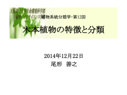 植物系統分類学・第12回 木本植物の特徴と分類