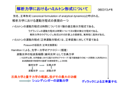解析力学におけるハミルトン形式について
