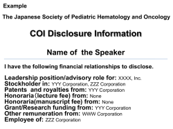 Disclosure Information Name of Meeting Name of