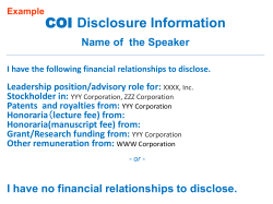 Disclosure Information Name of Meeting Name of