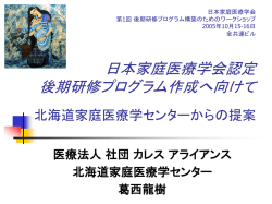 日本家庭医療学会 第1回 後期研修プログラム委員会 2005年9月3日 全共連ビル