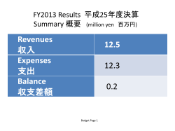 FY2014 Budget 平成26年度予算 Summary 概要 (million yen