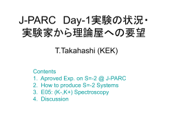 J-PARC Day-1実験の状況・ 実験家から理論 屋への要望