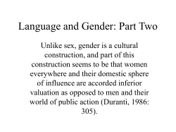 Language and Gender: Part Two