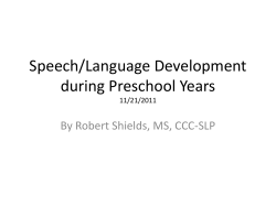 Speech/ Language Development during Preschool