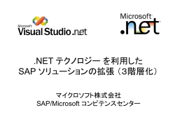 .NET テクノロジー を 利用した SAP ソリューションの拡張
