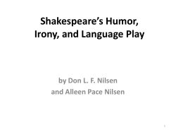 Shakespeare’s Humor, Irony, and Language Play