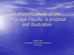 A Scientific Study of the Language Faculty: a