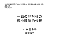 一致の非対称の 極小理論的分析
