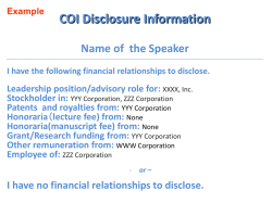 Disclosure Information Name of Meeting Name of