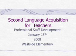 Second Language Acquisition for Teachers -