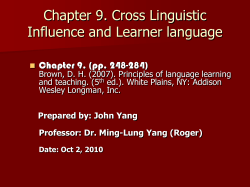 Chapter 8 Cross Linguistic Influence and Learner