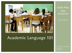 Academic Language 101 - Austin Peay State